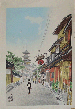 japanese woodblock print of Kyoto on New Years Day