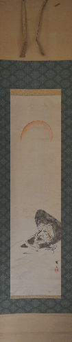 scroll representing a mask painted by Gyoson